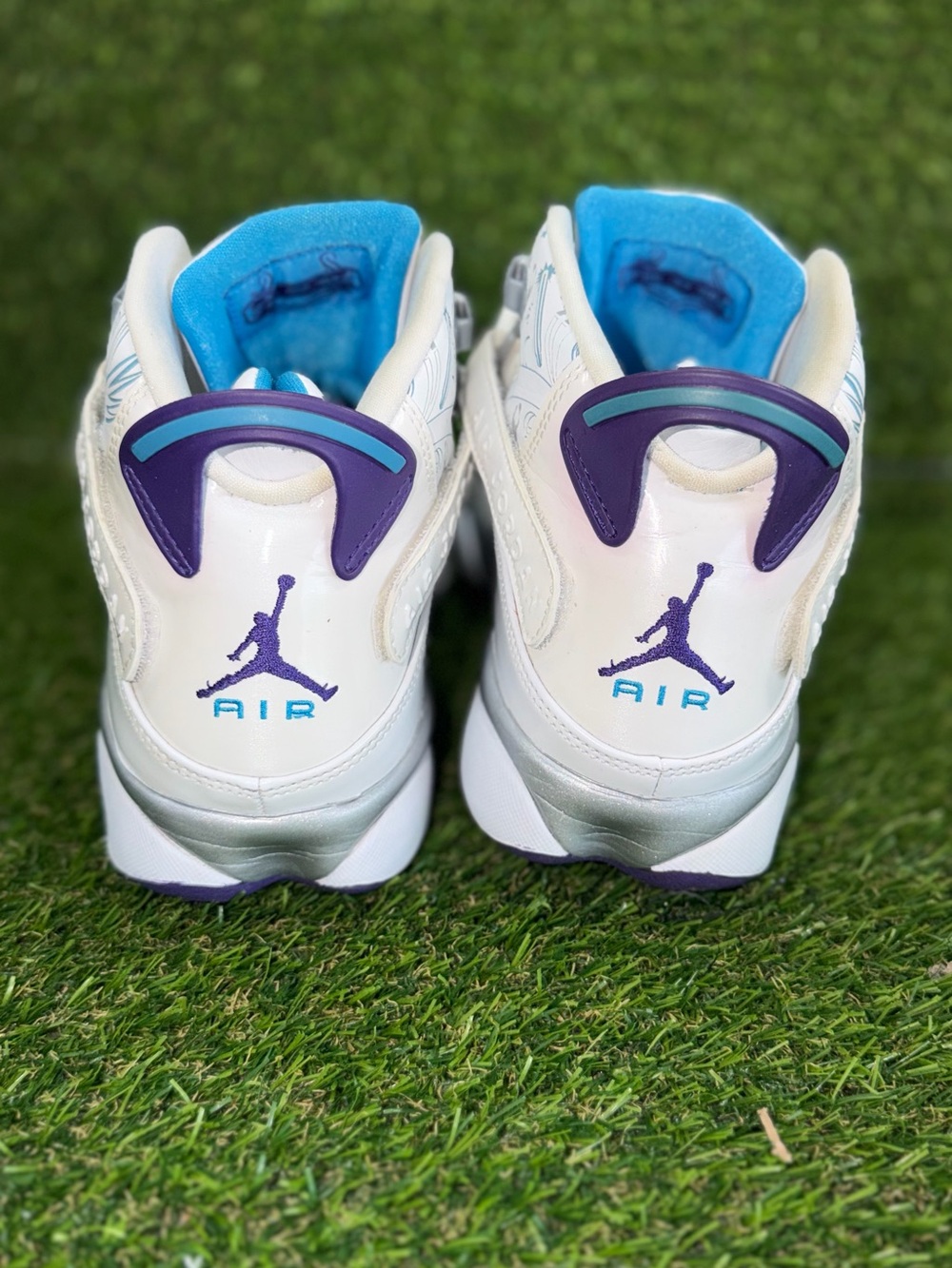 Air Jordan 6 Rings Las Vegas White Purple Blue High Top Sneakers US 10.5 - Picture 3 of 9
